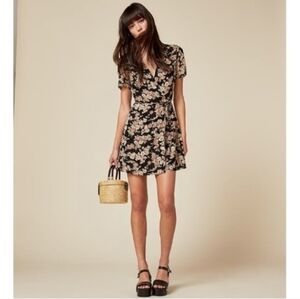 Reformation Black Floral Mini Dress